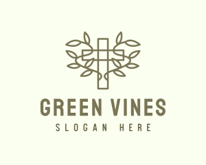 Vine Wreath Cross logo design