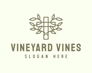 Vine Wreath Cross logo design