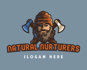 Lumberjack Axe Survivor Gaming logo design