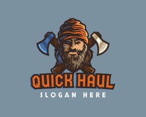 Lumberjack Axe Survivor Gaming logo design