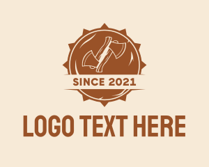 Bark - Wooden Axe Badge logo design