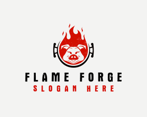 Flame Roast Pig logo design