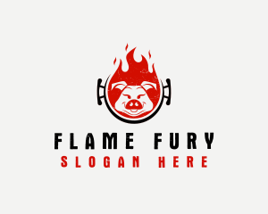 Flame Roast Pig logo design