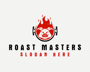 Flame Roast Pig logo design