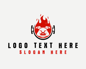 Roast - Flame Roast Pig logo design