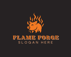 Pork Meat Barbecue logo design