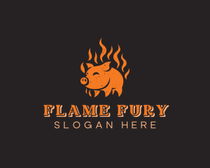 Pork Meat Barbecue logo design