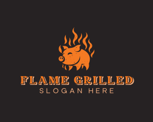 Pork Meat Barbecue logo design