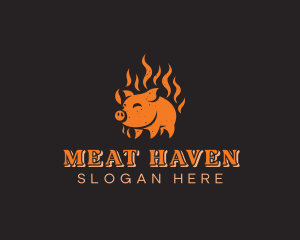 Pork Meat Barbecue logo design