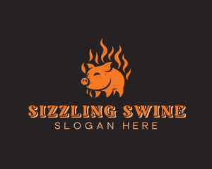 Pork Meat Barbecue logo design