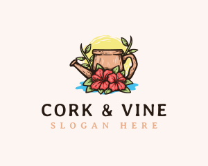 Floral Watering Can logo design