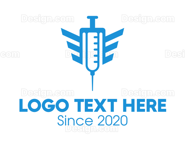 Blue Wings Vaccine Syringe Logo