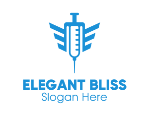 Blue Wings Vaccine Syringe Logo
