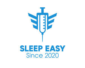 Blue Wings Vaccine Syringe logo design