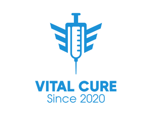 Blue Wings Vaccine Syringe logo design