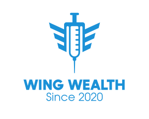 Blue Wings Vaccine Syringe logo design