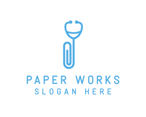 Paper Clip Stethoscope logo design