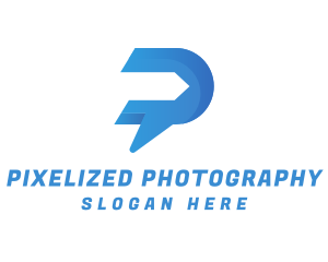 Blue Arrow Letter P logo design