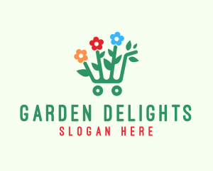 Flower Shopping Cart logo design