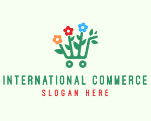 Flower Shopping Cart logo design