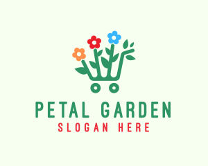 Flower Shopping Cart logo design