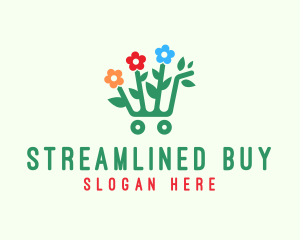 Flower Shopping Cart logo design