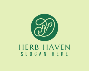 Green Herbs Letter D  logo
