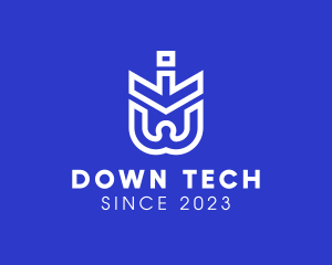 Down Direction Arrow Letter W logo