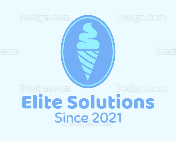 Blue Ice Cream Badge Logo