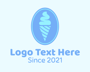 Oval - Blue Ice Cream Badge logo design