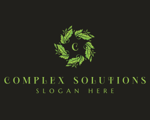 Leaves Wreath Wellness logo design