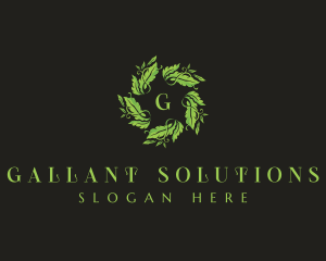 Leaves Wreath Wellness logo design