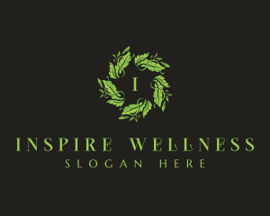 Leaves Wreath Wellness logo design