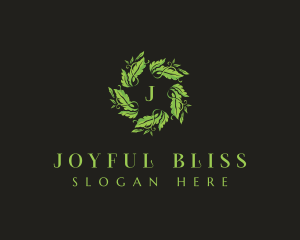 Leaves Wreath Wellness logo design