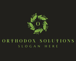 Leaves Wreath Wellness logo design