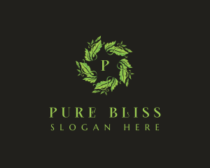 Leaves Wreath Wellness logo design