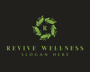 Leaves Wreath Wellness logo design