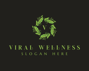 Leaves Wreath Wellness logo design