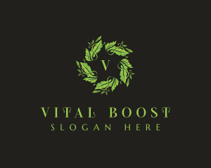 Leaves Wreath Wellness logo design