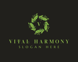 Leaves Wreath Wellness logo design