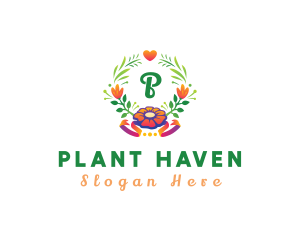 Botanical Flower Plant Wreath logo design