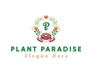 Botanical Flower Plant Wreath logo design