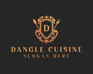 Restaurant Cutlery Shield logo design