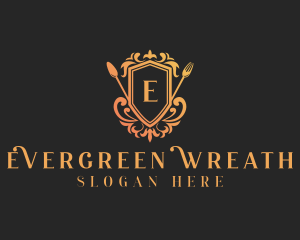 Restaurant Cutlery Shield logo design