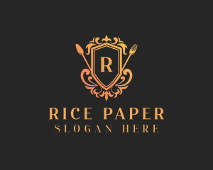 Restaurant Cutlery Shield logo design