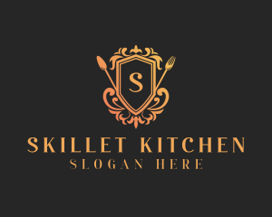 Restaurant Cutlery Shield logo design