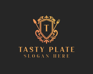 Restaurant Cutlery Shield logo design