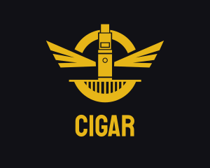 Gold Vape Pen Wing logo design