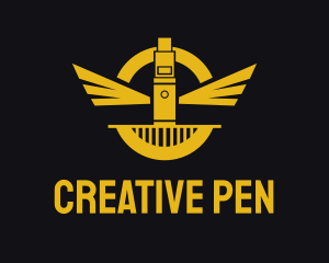 Gold Vape Pen Wing logo design