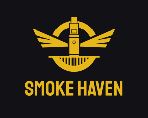 Gold Vape Pen Wing logo design